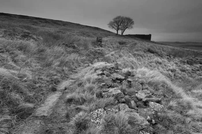 Framed Print : Top Withens, a ruined farmhouse near to Haworth in West Yorkshire, is reputed to be the inspiration for Wuthering Heights by Emily Bronte