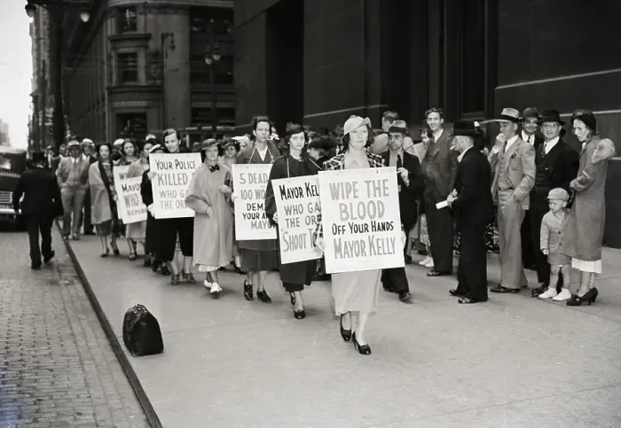 Framed Print : Wives of Stiking Steel Workers Picketing