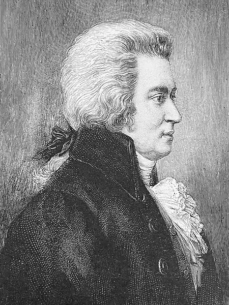Wolfang Amadeus Mozart, portrait, side view