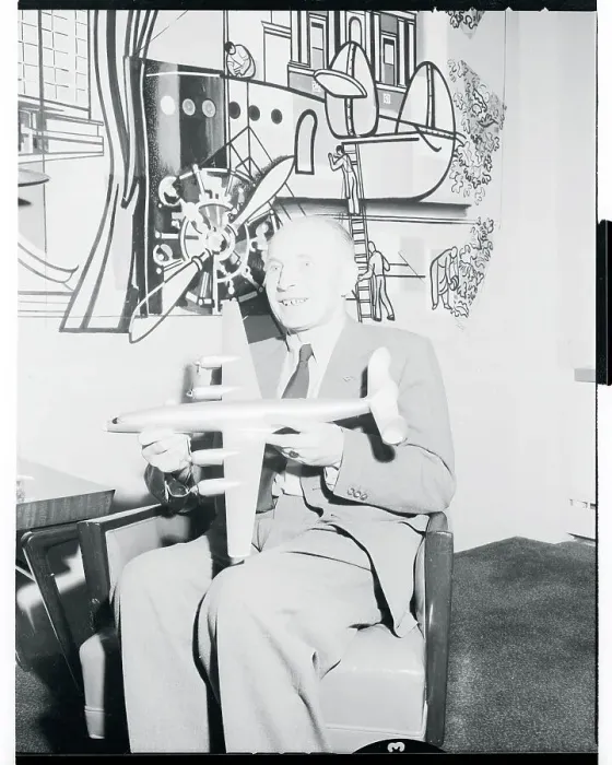 Framed Print : Wolfgang von Gronau Holding Model Airplane Framed Print : Wolfgang von Gronau Holding Model Airplane