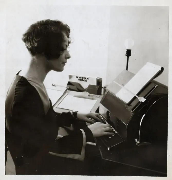Framed Print : Womam Typing On Typewriter; Telegraph Framed Print : Womam Typing On Typewriter; Telegraph