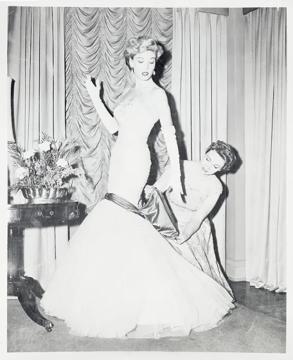 Framed Print : Woman Adjusting Sash on Ball Gown