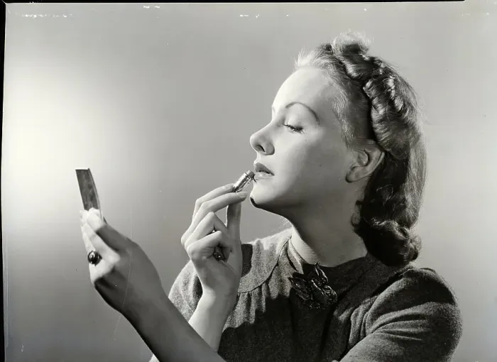 Framed Print : Woman Applying Lipstick Framed Print : Woman Applying Lipstick