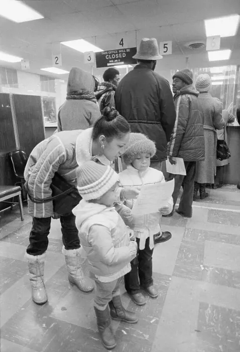 Framed Print : Woman Applying for Unemployment Compensation