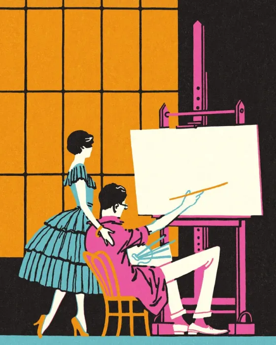 Framed Print : Woman and Artist at an Easel Framed Print : Woman and Artist at an Easel