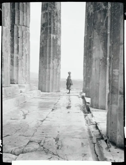 Framed Print : Woman at Athens Ruins Framed Print : Woman at Athens Ruins