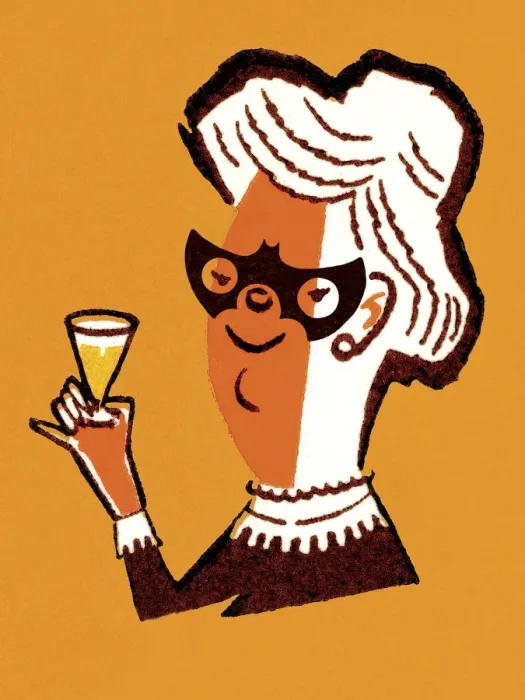 Framed Print : Woman in Bat mask Proposing a Toast Framed Print : Woman in Bat mask Proposing a Toast
