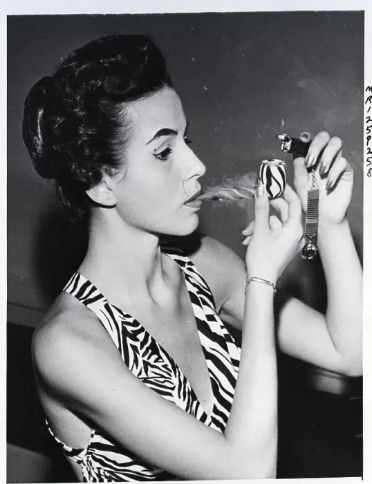 Framed Print : Woman In Bathing Suit Smoking Pipe Framed Print : Woman In Bathing Suit Smoking Pipe