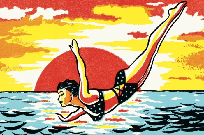 Framed Print : Woman in bikini diving Framed Print : Woman in bikini diving