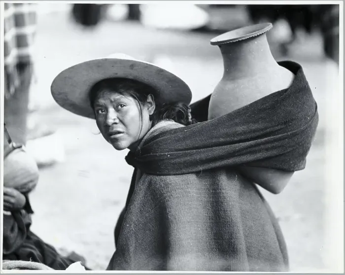 Framed Print : Woman Carrying Clay Vessel On Back