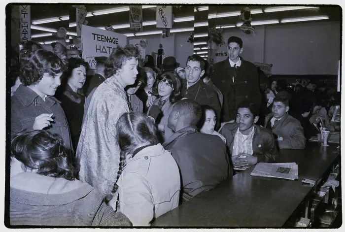 Framed Print : Woman Chastising Sit-In Demonstrators Framed Print : Woman Chastising Sit-In Demonstrators