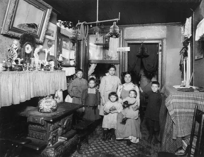 Framed Print : Woman with Her Children in a Cluttered Room Framed Print : Woman with Her Children in a Cluttered Room