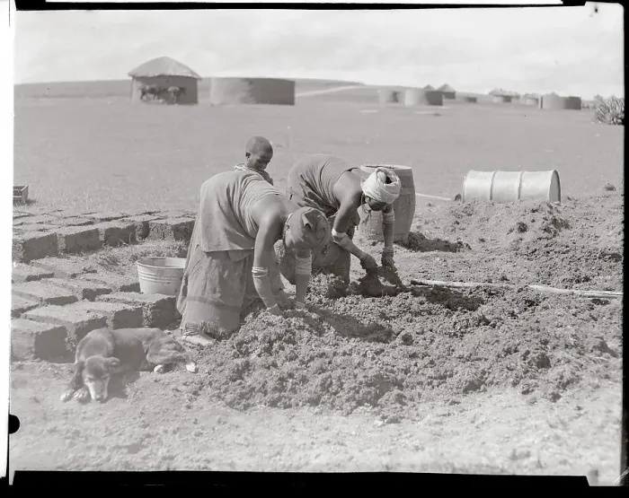 Framed Print : Woman and Children Working in Soil Framed Print : Woman and Children Working in Soil