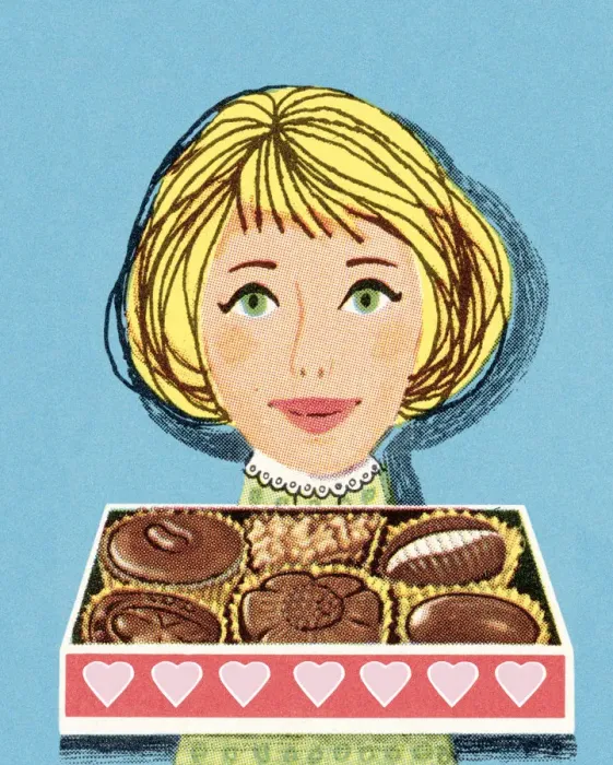 Framed Print : Woman with chocolates Framed Print : Woman with chocolates