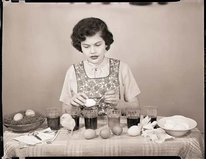 Framed Print : Woman Coloring Eaaster Eggs / Egg On Spoon Framed Print : Woman Coloring Eaaster Eggs / Egg On Spoon