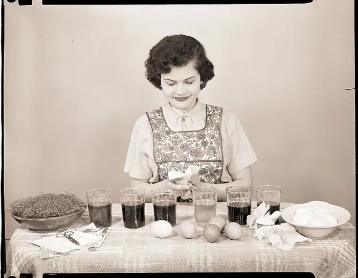 Framed Print : Woman Coloring Easter Eggs