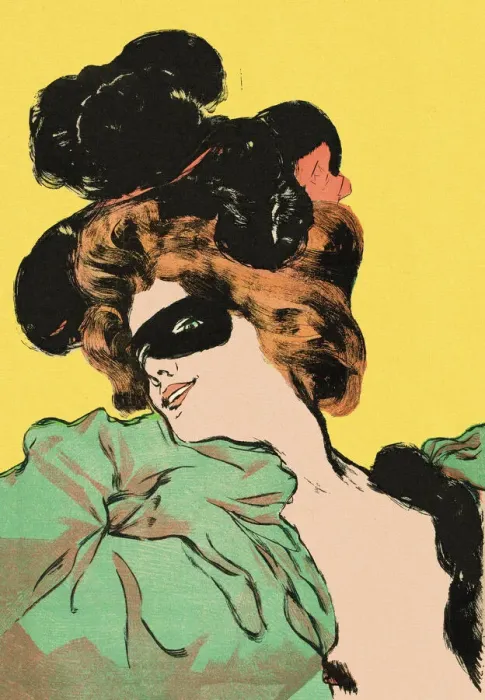 Framed Print : Woman dancing in ballroom with mask art nouveau 1897 Framed Print : Woman dancing in ballroom with mask art nouveau 1897
