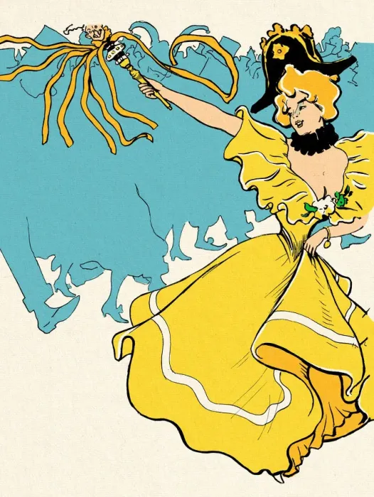 Framed Print : Woman dancing at carnival party art nouveau 1897 Framed Print : Woman dancing at carnival party art nouveau 1897