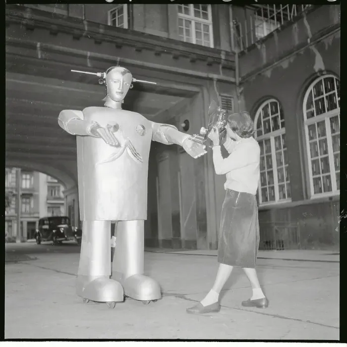Framed Print : Woman Dancing with a Robot Framed Print : Woman Dancing with a Robot