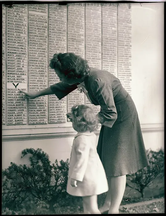 Framed Print : Woman And Daughter At Honor Roll Wall Framed Print : Woman And Daughter At Honor Roll Wall