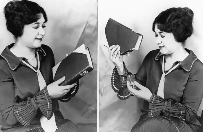 Framed Print : Woman Demonstrating Flask Book Framed Print : Woman Demonstrating Flask Book