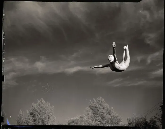 Framed Print : Woman Diving in Air Framed Print : Woman Diving in Air
