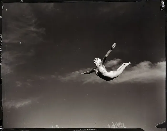 Framed Print : Woman Diving in Air Framed Print : Woman Diving in Air