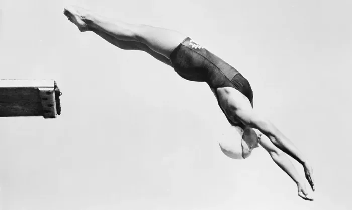 Framed Print : Woman Diving Backwards