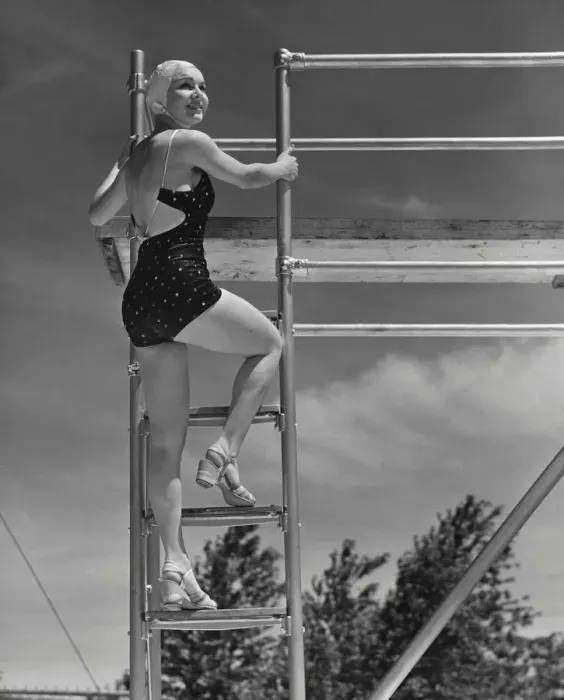 Framed Print : Woman on Diving Board Framed Print : Woman on Diving Board