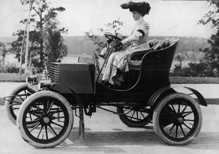 Framed Print : Woman Driving Early Automobile Framed Print : Woman Driving Early Automobile
