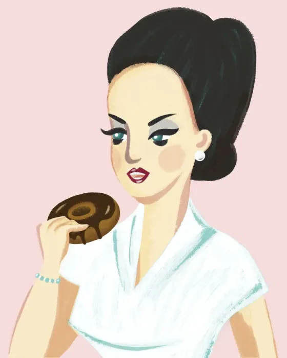 Framed Print : Woman Eating Donut Framed Print : Woman Eating Donut