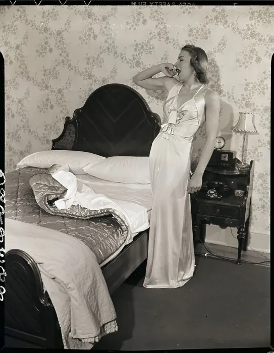 Framed Print : Woman in Evening Gown at Night in Bedroom Framed Print : Woman in Evening Gown at Night in Bedroom