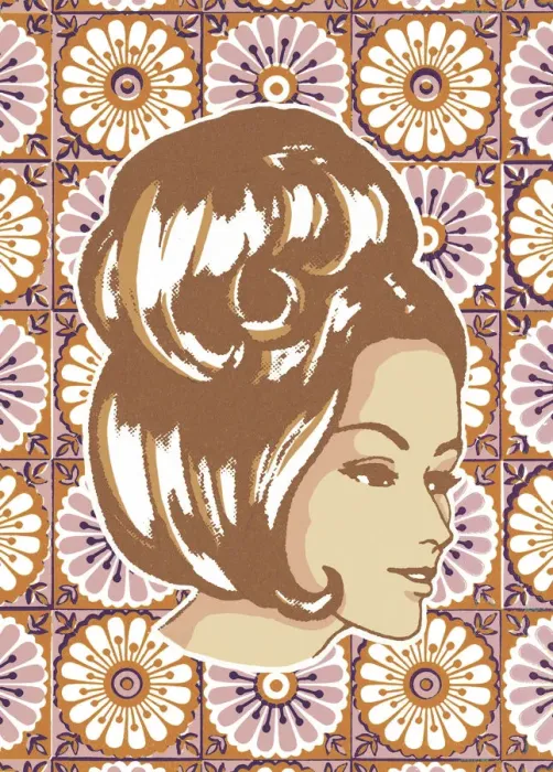Framed Print : Woman with Floral Background Framed Print : Woman with Floral Background