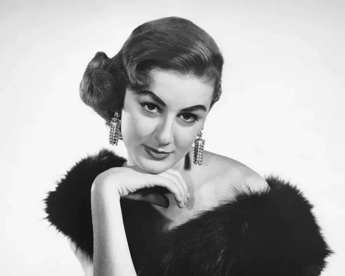 Framed Print : Woman in formal dress with fur stole around shoulders Framed Print : Woman in formal dress with fur stole around shoulders