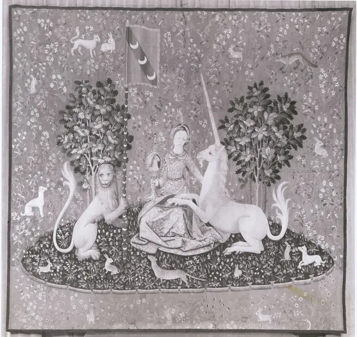 Framed Print : Woman in Garden with Unicorn Framed Print : Woman in Garden with Unicorn
