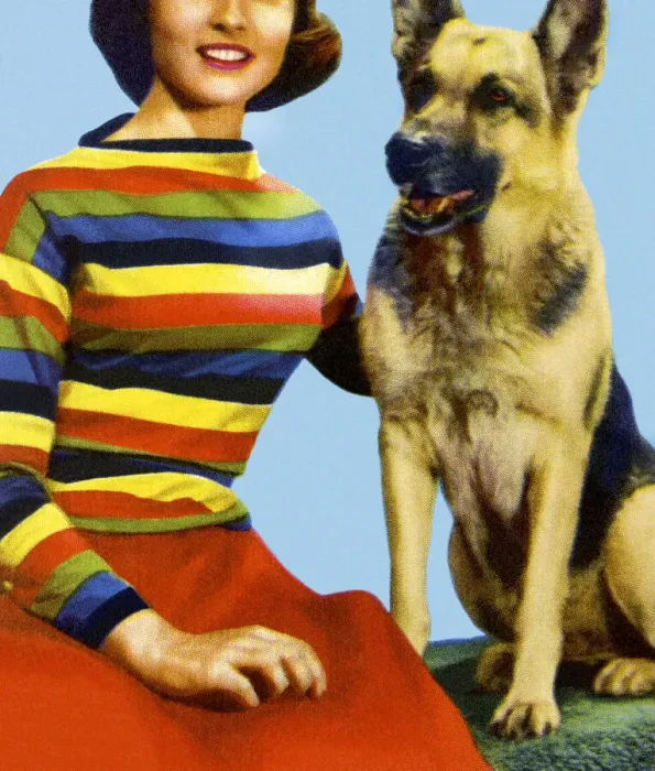 Framed Print : Woman and a German Shepherd Framed Print : Woman and a German Shepherd