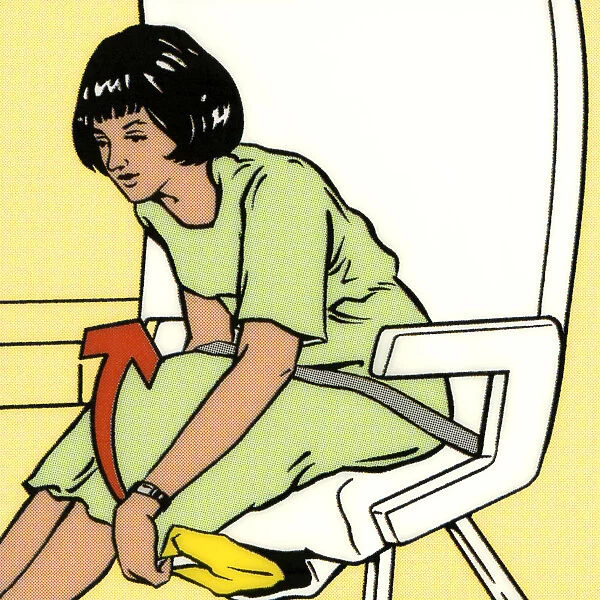 Woman Getting Life Vest From Under Her Seat