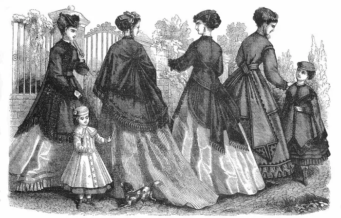 Framed Print : Four woman and two girls in the latest spring fashions, costumes and ready-to-wear by Madame Mary-Moison, shawls for dresses from the Malle des Indes shops, Marie Antoinette petticoats by Madame Bouland, 1869, France, Historic, digitally restored Framed Print : Four woman and two girls in the latest spring fashions, costumes and ready-to-wear by Madame Mary-Moison, shawls for dresses from the Malle des Indes shops, Marie Antoinette petticoats by Madame Bouland, 1869, France, Historic, digitally restored