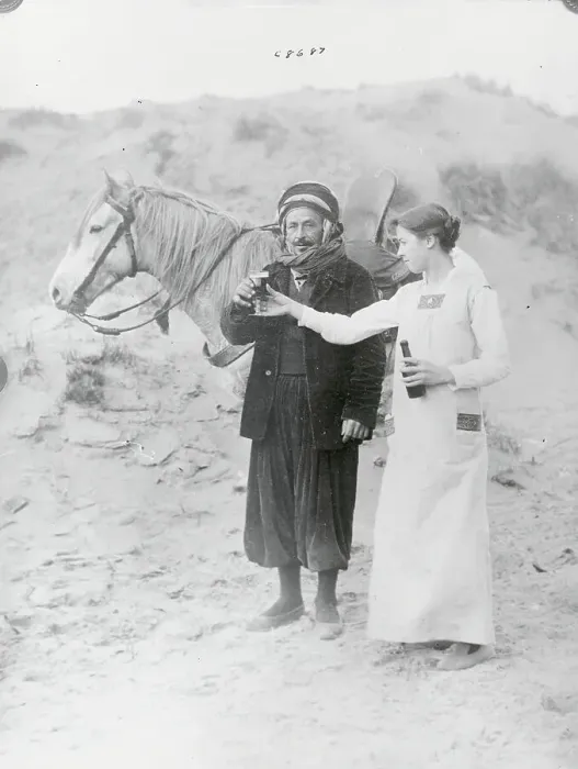 Framed Print : Woman Giving Soldier Drink Framed Print : Woman Giving Soldier Drink