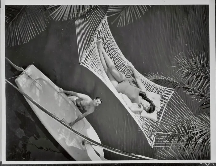 Framed Print : Woman in Hammock Being Gazed Upon by Man with Sailboat Framed Print : Woman in Hammock Being Gazed Upon by Man with Sailboat