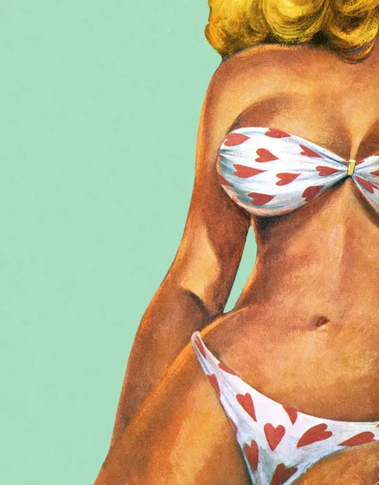 Framed Print : Woman in Heart Bikini Framed Print : Woman in Heart Bikini