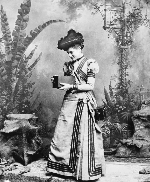 Framed Print : Woman Holding Kodak Box Camera Framed Print : Woman Holding Kodak Box Camera
