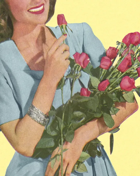 Framed Print : Woman Holding Roses Framed Print : Woman Holding Roses