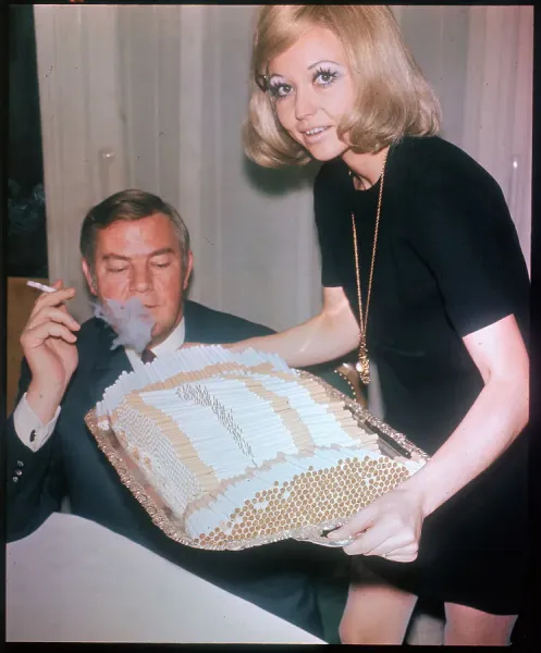Prints of Woman Holding Tray with Cigarettes for One Year