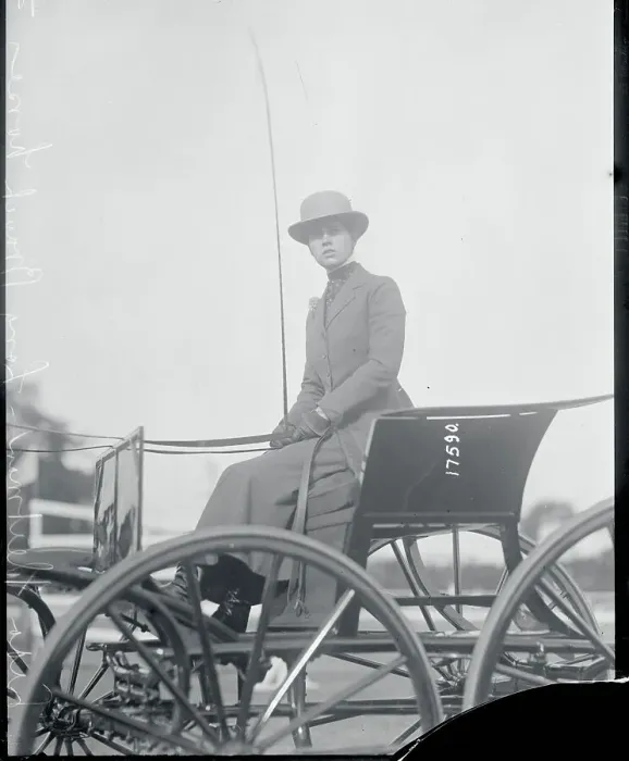 Framed Print : Woman in Horsedriven Buggy Framed Print : Woman in Horsedriven Buggy
