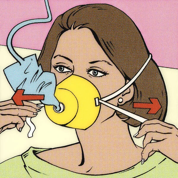 Woman Inflating Oxygen Mask