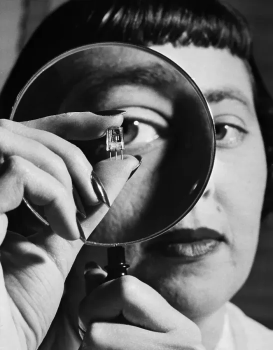 Framed Print : Woman Inspecting Transistor, 1948 Framed Print : Woman Inspecting Transistor, 1948