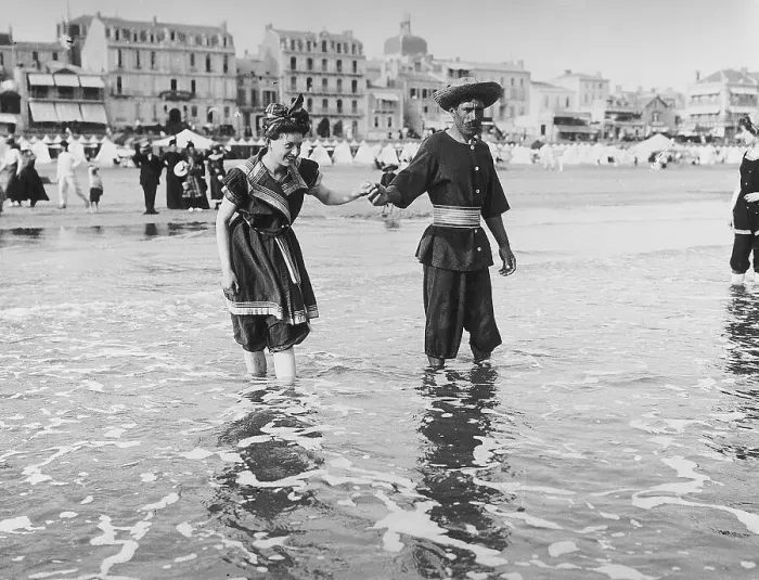 Framed Print : Woman And Instuctor Going In The Water Framed Print : Woman And Instuctor Going In The Water