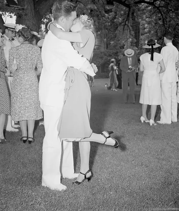 Framed Print : Woman Kissing Naval Academy Graduate