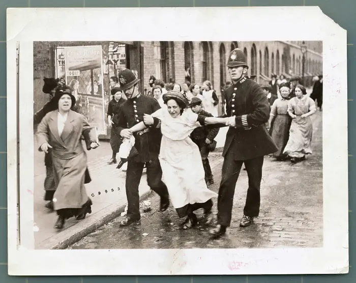 Framed Print : Woman Being Led Away During Anti German Riots Framed Print : Woman Being Led Away During Anti German Riots